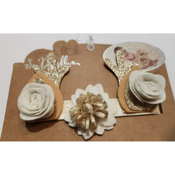 So'Dorable 2 Piece Holiday Photo Op  Infant Tutu 0-12 Months Brown Cream & Gold - Picture 9 of 9